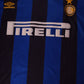 Vintage Inter Milano Umbro 1995 - 1996 Home Football Shirt Black Blue Pirelli Size L Made in England