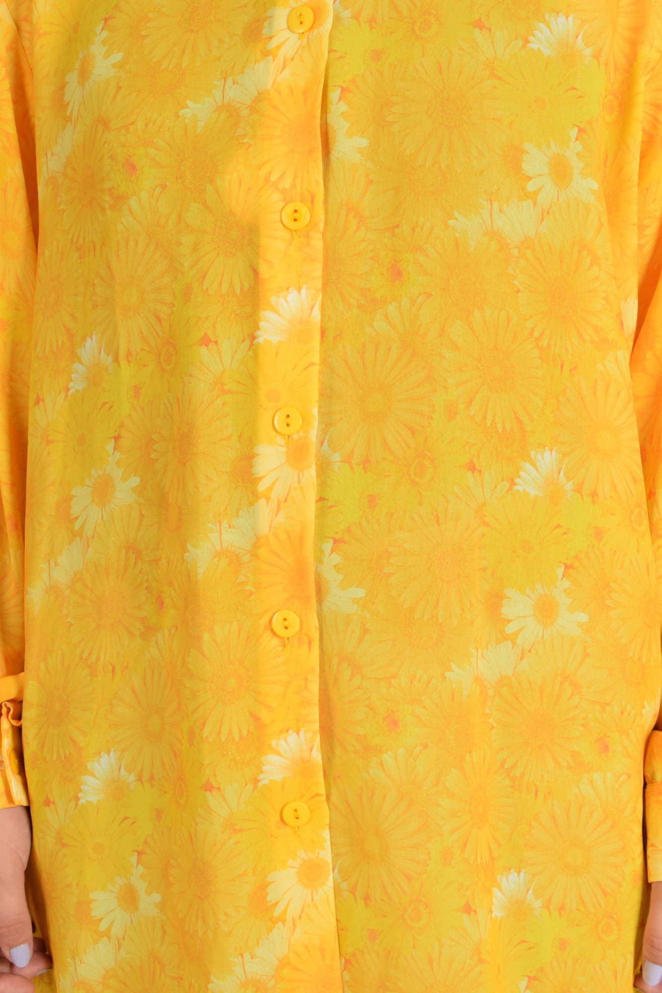 Vintage Shirt Festival Floral Print Size L Yellow
