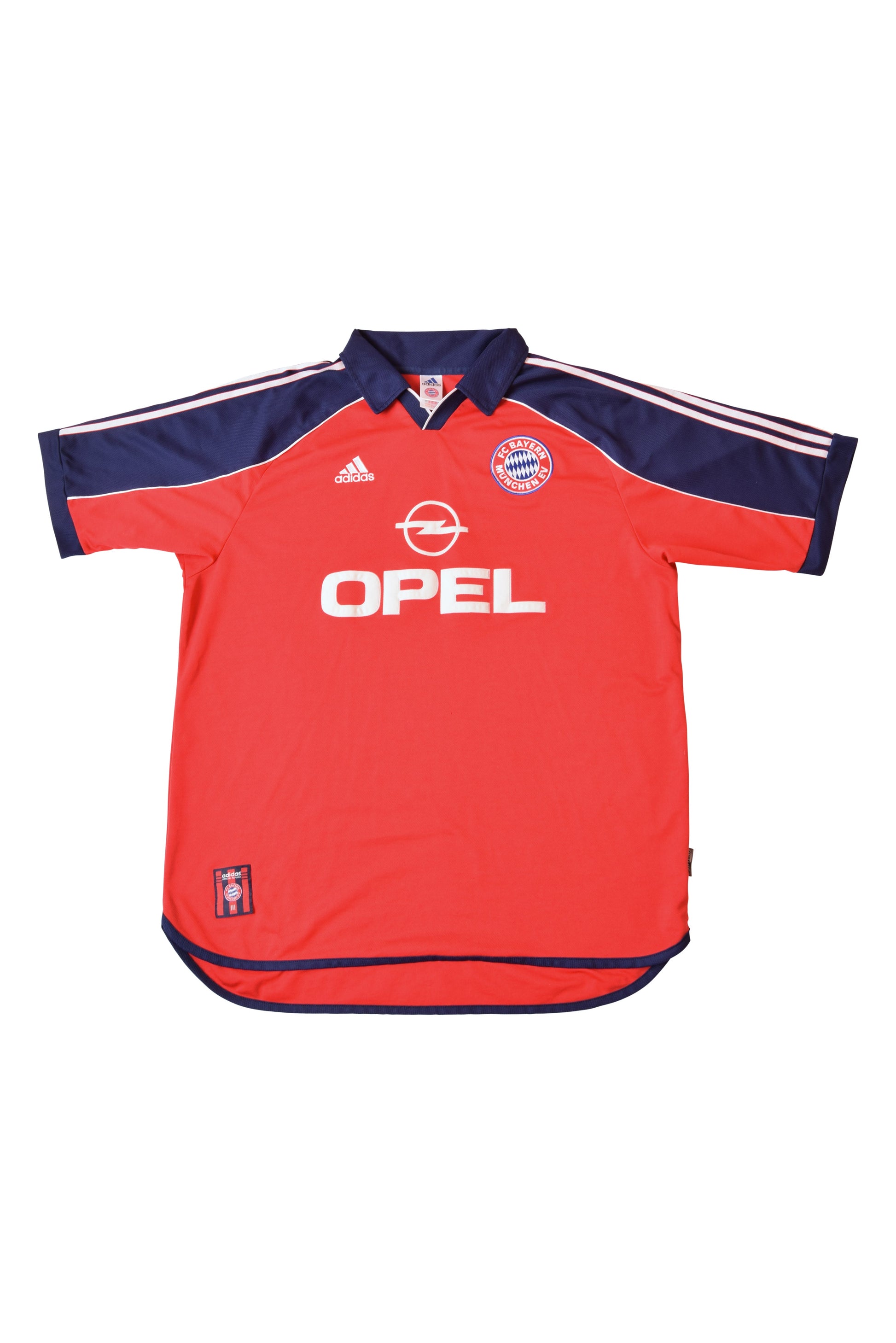 Vintage Bayern Munchen Football Shirt Home Adidas 1999 - 2001  Size XXL Opel Red Blue