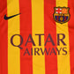 Authentic New Barcelona Nike DRI - FIT Player's Edition / Issue Away 2013-2014 Away Football Shirt Long Sleeve BNWT Deadstock Qatar Airways Unicef Yellow Red Stripes Size L Long Sleeves Dri-Fit