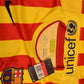 Authentic New Barcelona Nike DRI - FIT Player's Edition / Issue Away 2013-2014 Away Football Shirt Long Sleeve BNWT Deadstock Qatar Airways Unicef Yellow Red Stripes Size L Long Sleeves Dri-Fit