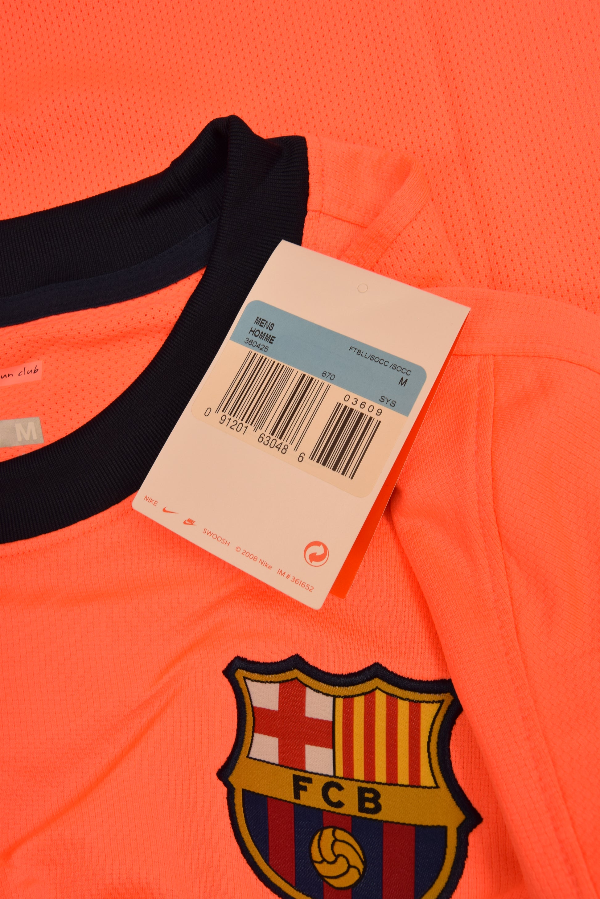 Authentic New FC Barcelona Nike Home Player's Issue / Edition Football Shirt 2009-2010 BNWT Deadstock Size M Unicef Short Sleeve Bright Mango Neon Sunset