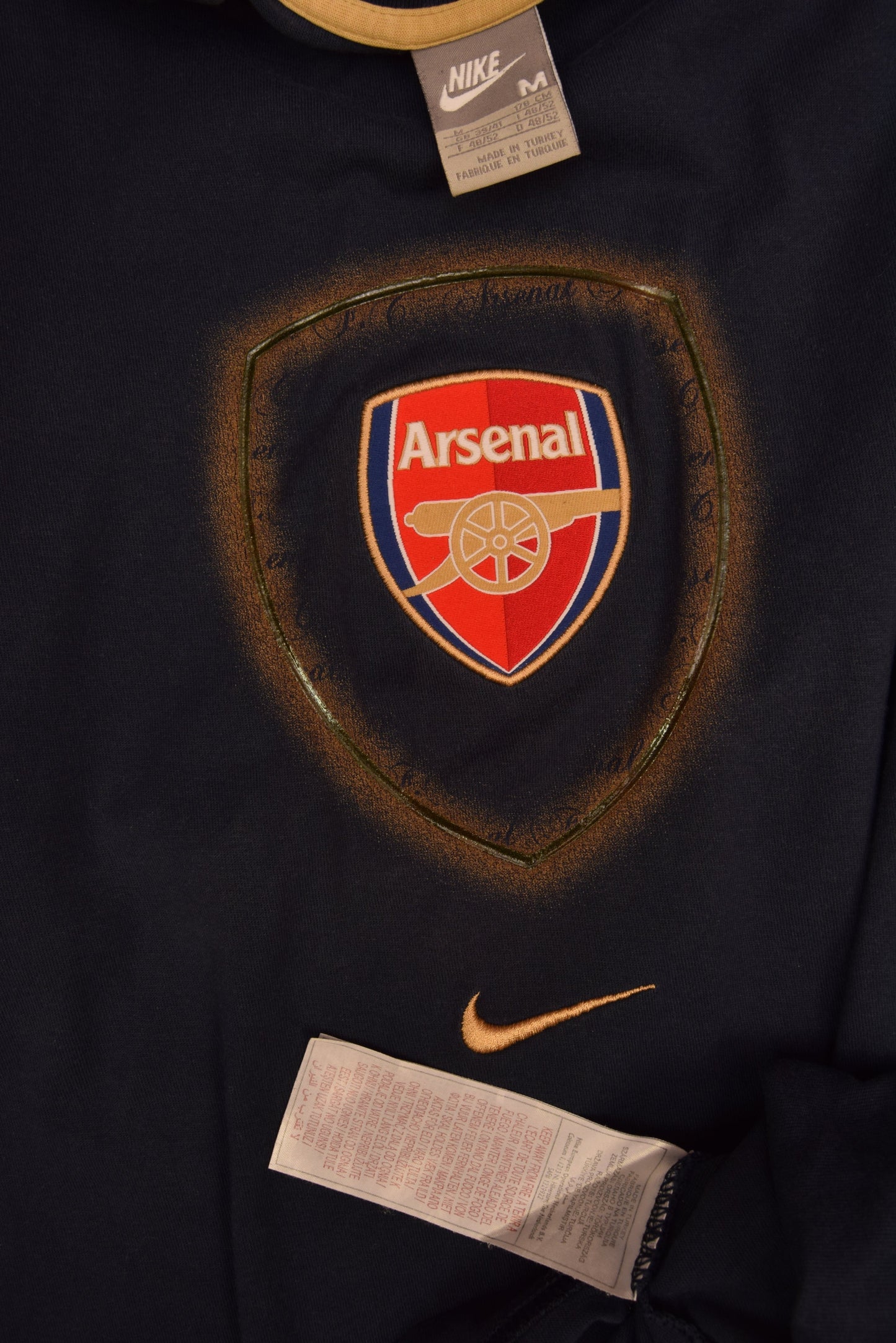 Arsenal FC Nike T-Shirt 00's 100% Cotton Blue Size M