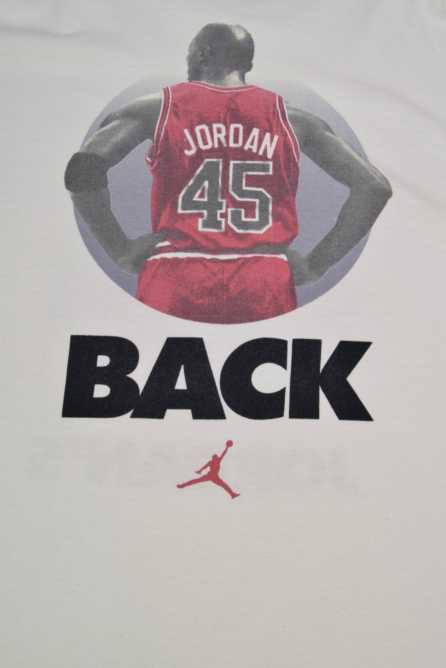 Jordan's Back Nike 1995 T-Shirt # 45 White Made in Ireland 100% Cotton NBA Basketball