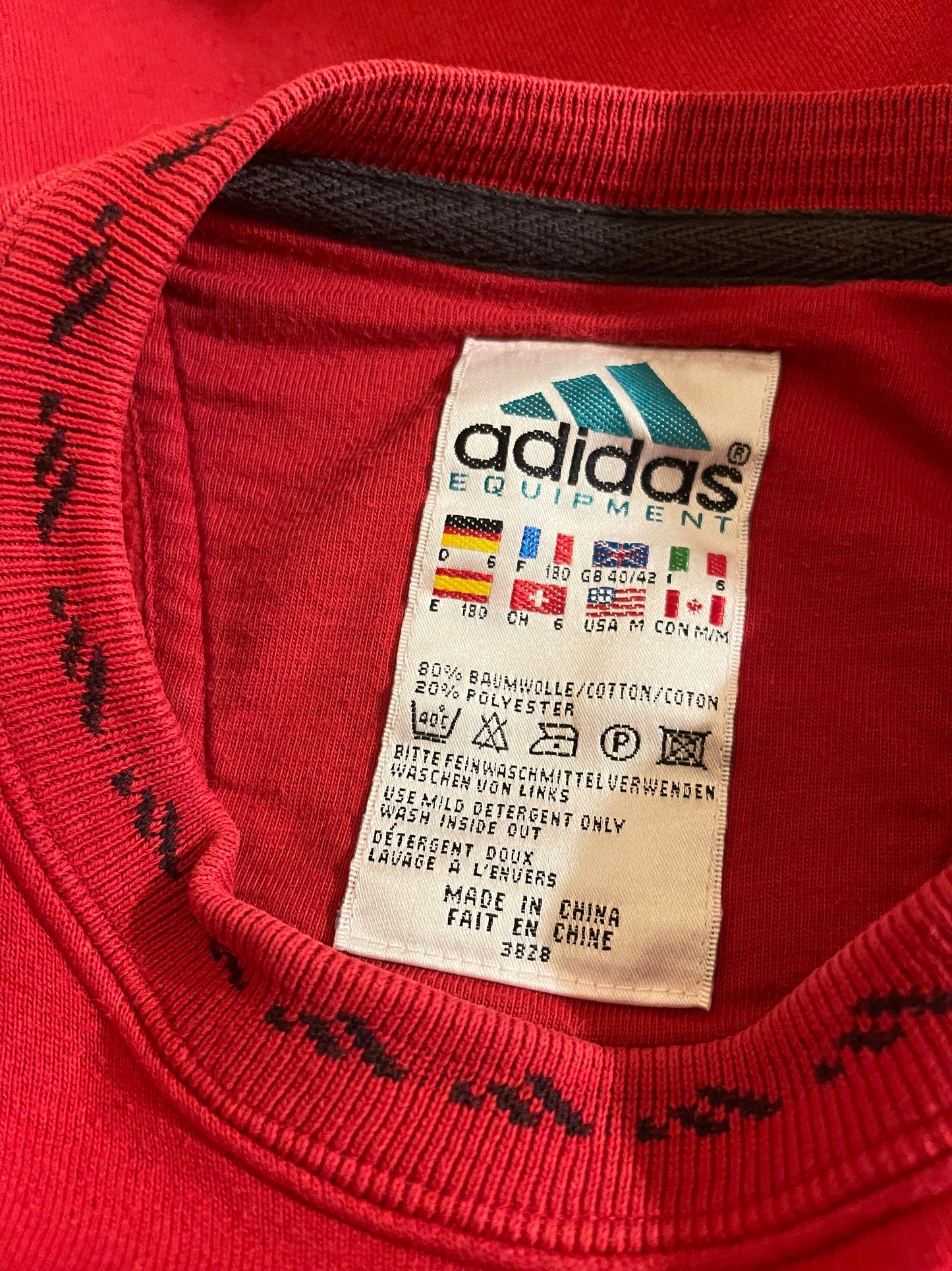 Vintage 90's Adidas Equipment Sweatshirt Crew Neck Red Size M L