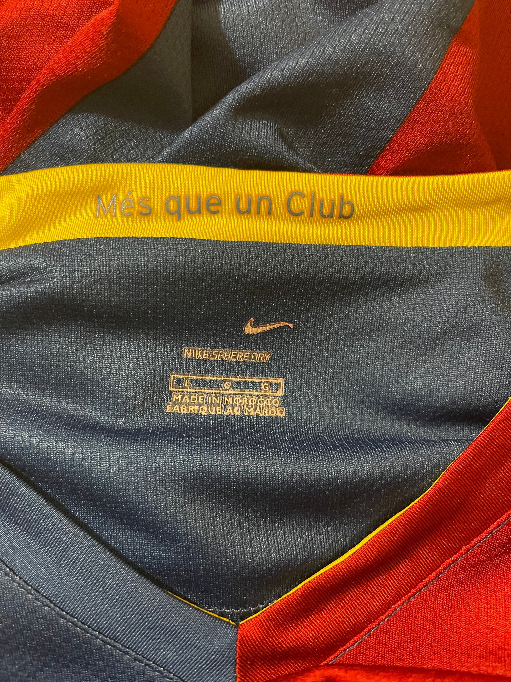 Barcelona Nike Sphere Dry Home Football Shirt 2007-2008 Size L Red Blue Long Sleeve