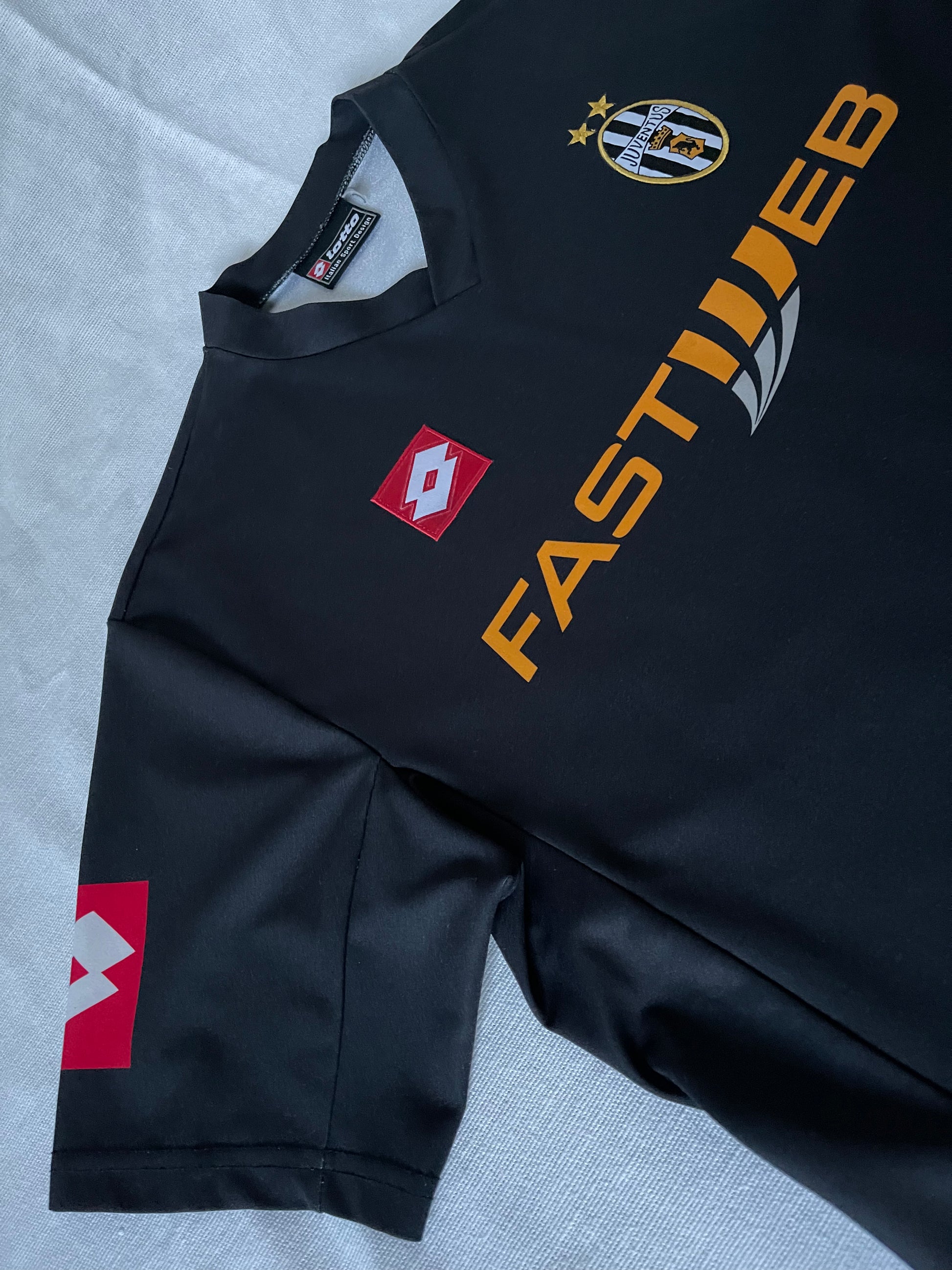 Juventus F.C. Lotto 2001-2002 Away Football Shirt Black Made in Juventus F.C. Lotto 2001-2002 Away Football Shirt Black Made in