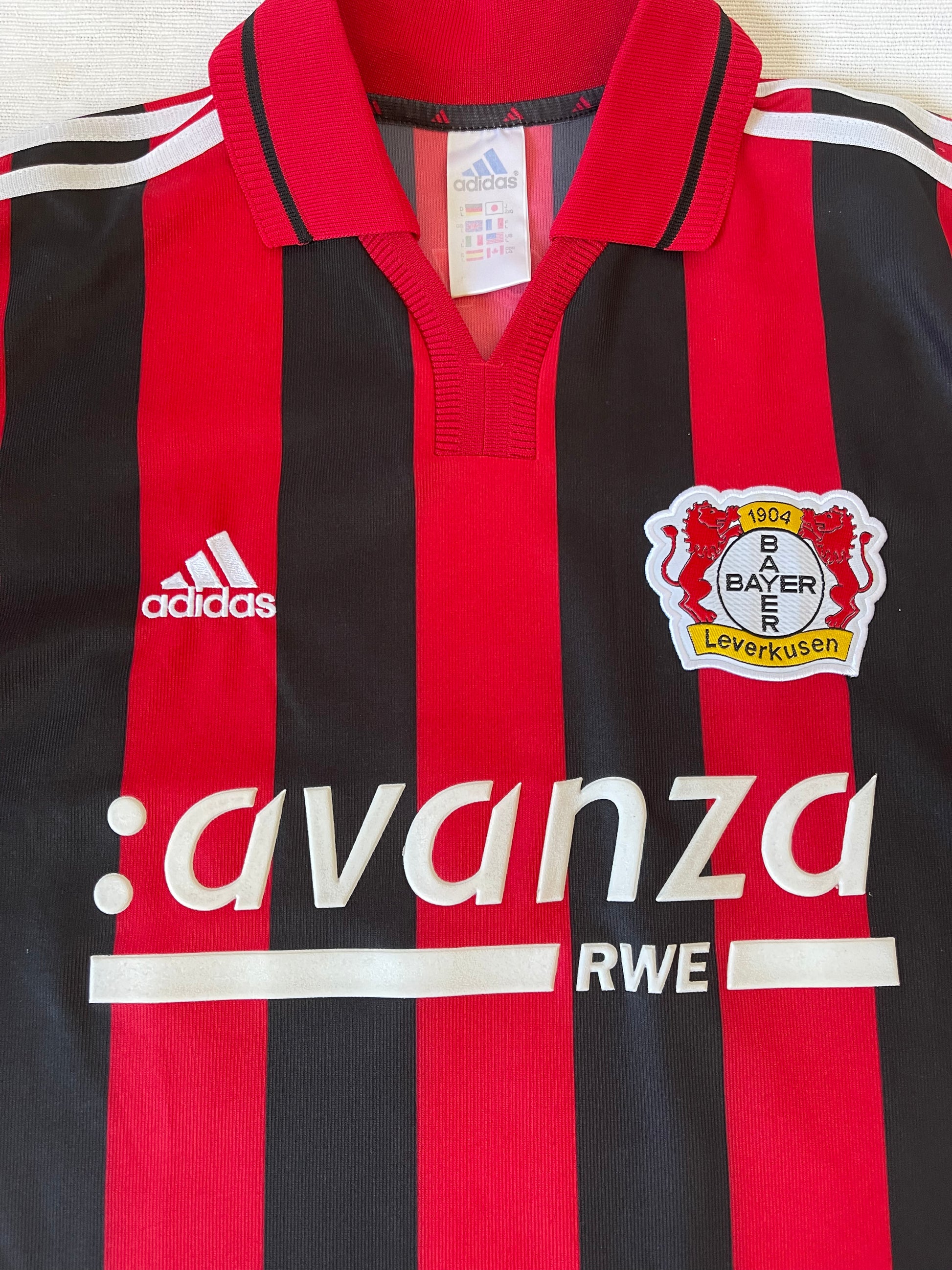 Bayer Leverkusen Adidas 2000-2001 Home Football Shirt Avanza RWE Made in Italy Red Black