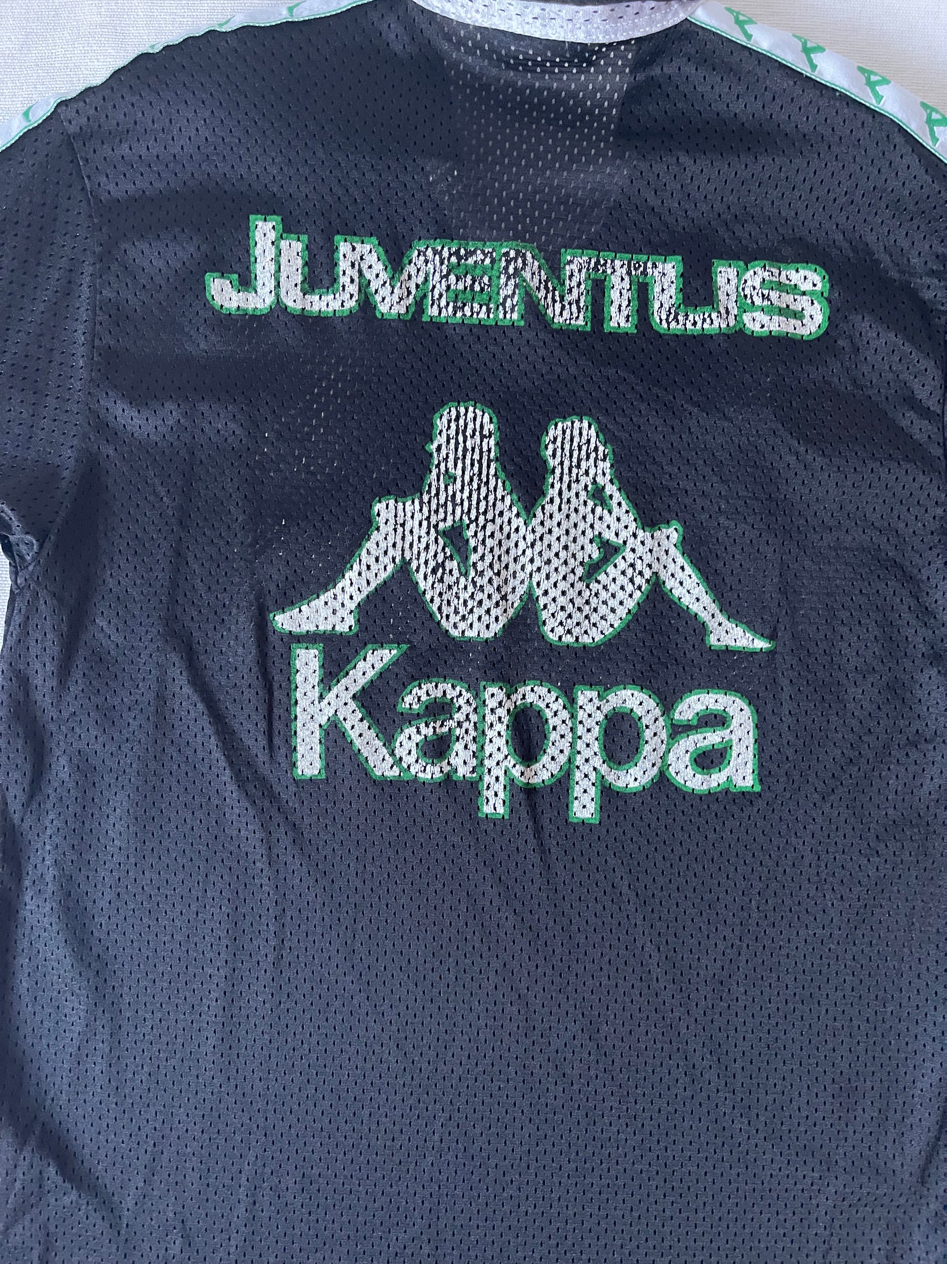 Vintage Juventus Kappa 1990-1991 Training Perforated Shirt Black Made in Italy Size L Upim