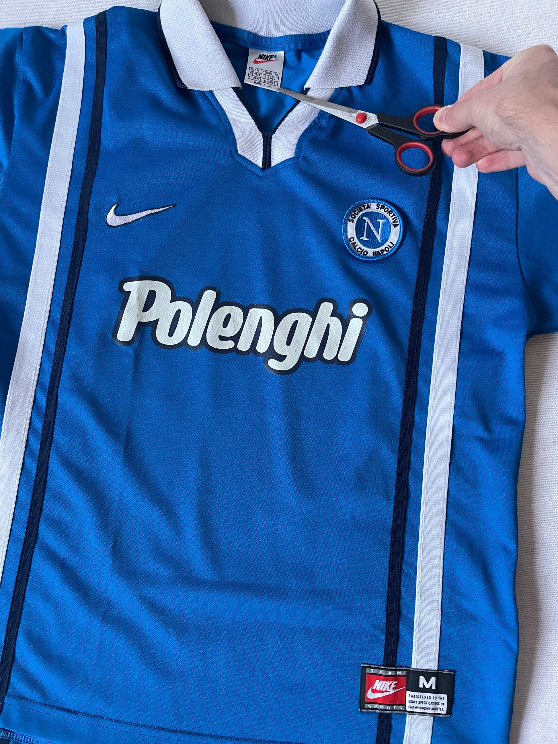 Vintage Societa Sportiva Calcio Napoli Naples Nike 1997 - 1998 Home Football Shirt Blue Polenghi Size M Mede in UK
