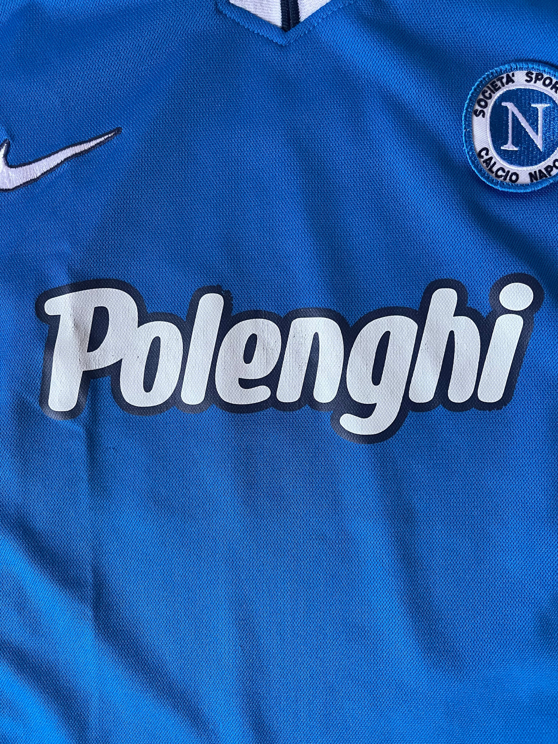 Vintage Societa Sportiva Calcio Napoli Naples Nike 1997 - 1998 Home Football Shirt Blue Polenghi Size M Mede in UK