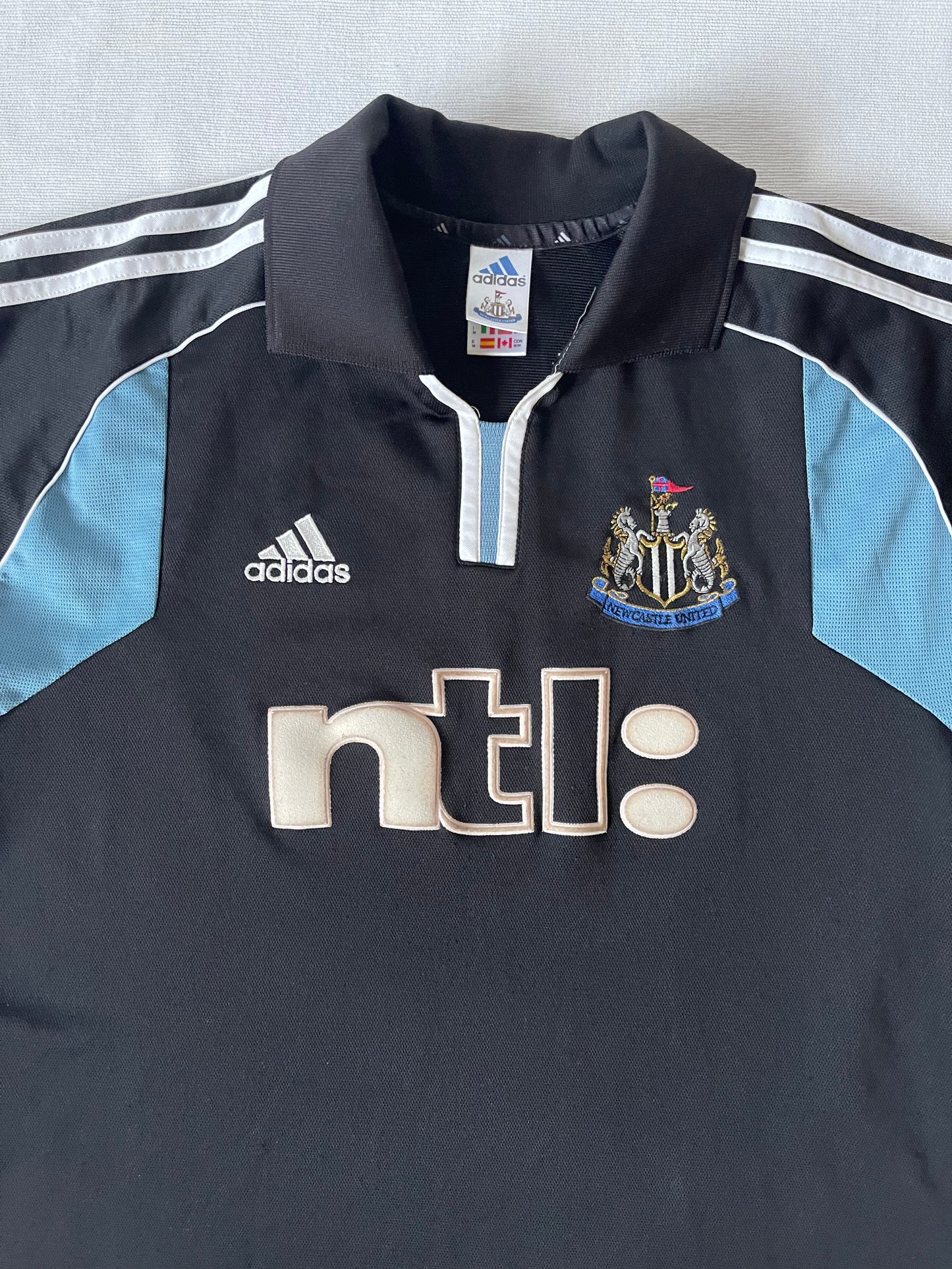 Newcastle United Adidas 2000-2001 Away Football Shirt Black NTL Size M Made in UK