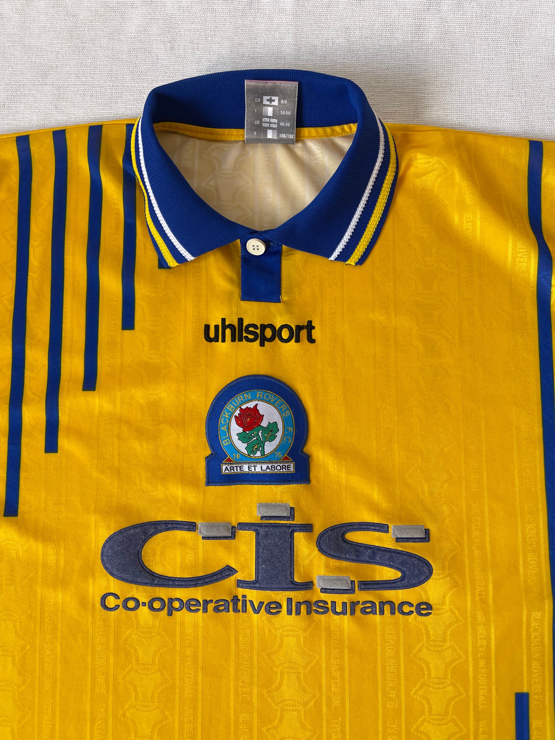 Blackburn Rovers FC 1998-1999 Uhlsport Away Football Shirt Size XL CIS Yellow