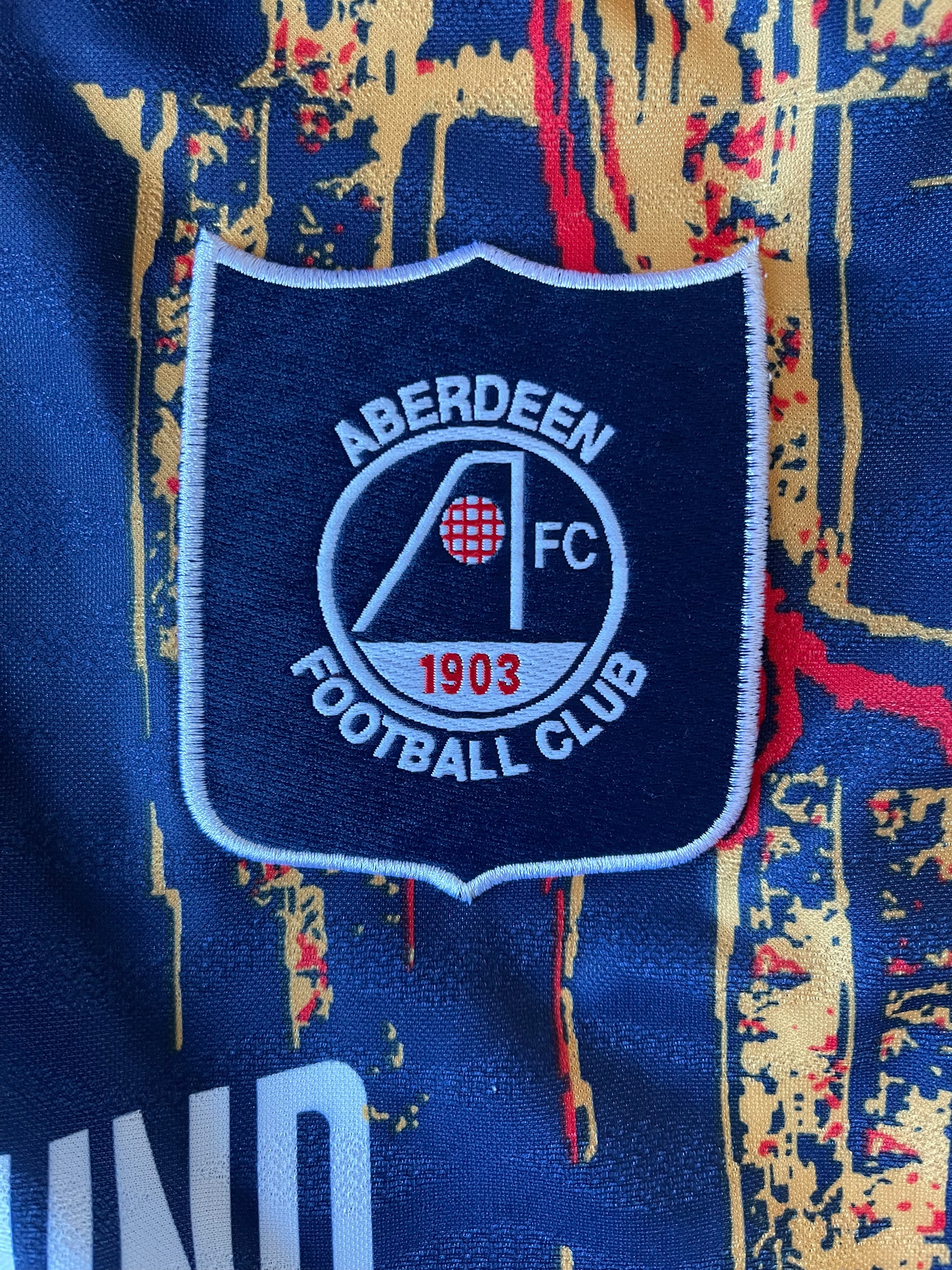 Vintage FC Aberdeen 1903 Umbro Home Football Shirt Blue Size XL Northsound Radio Made in England 1994 1995 1996