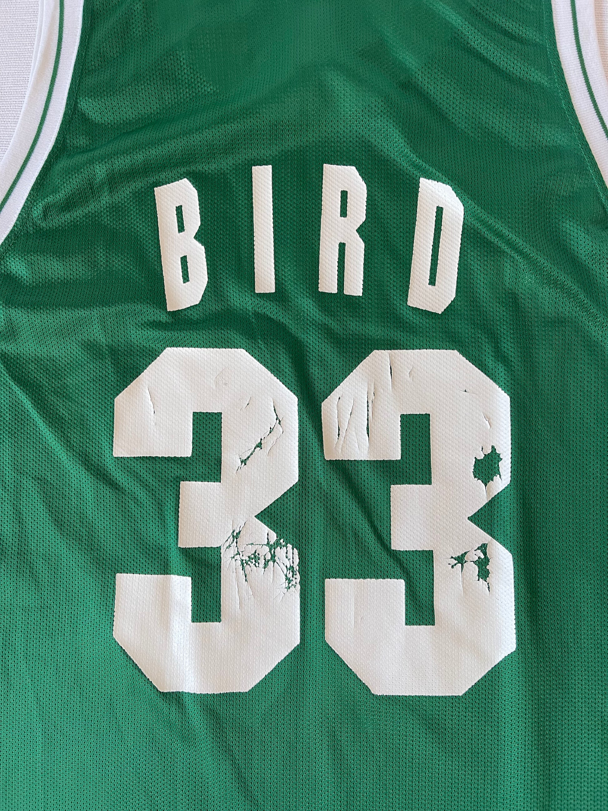 Vintage 90's Boston Celtics Larry Bird #33 Champion Home Basketball NBA Jersey Size 44 / L Made in USA Green