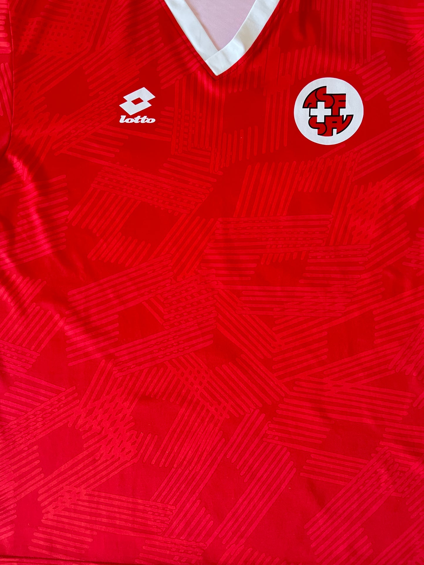 Vintage Switzerland Lotto 1992 - 1993 - 1994 Home Football Shirt Size XL Red Made in Italy