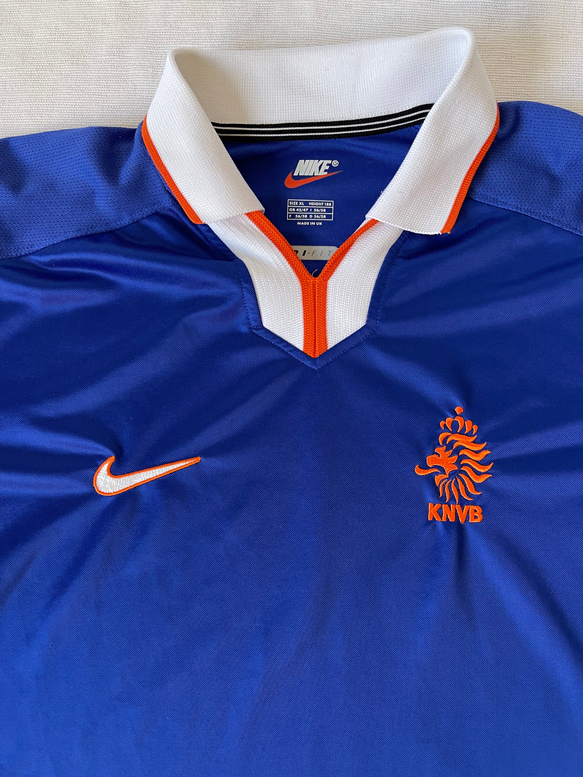 Netherlands Ripped Blue Vintage Holland Netherlands Nike 1998-1999 Away Football Shirt Blue Si ...