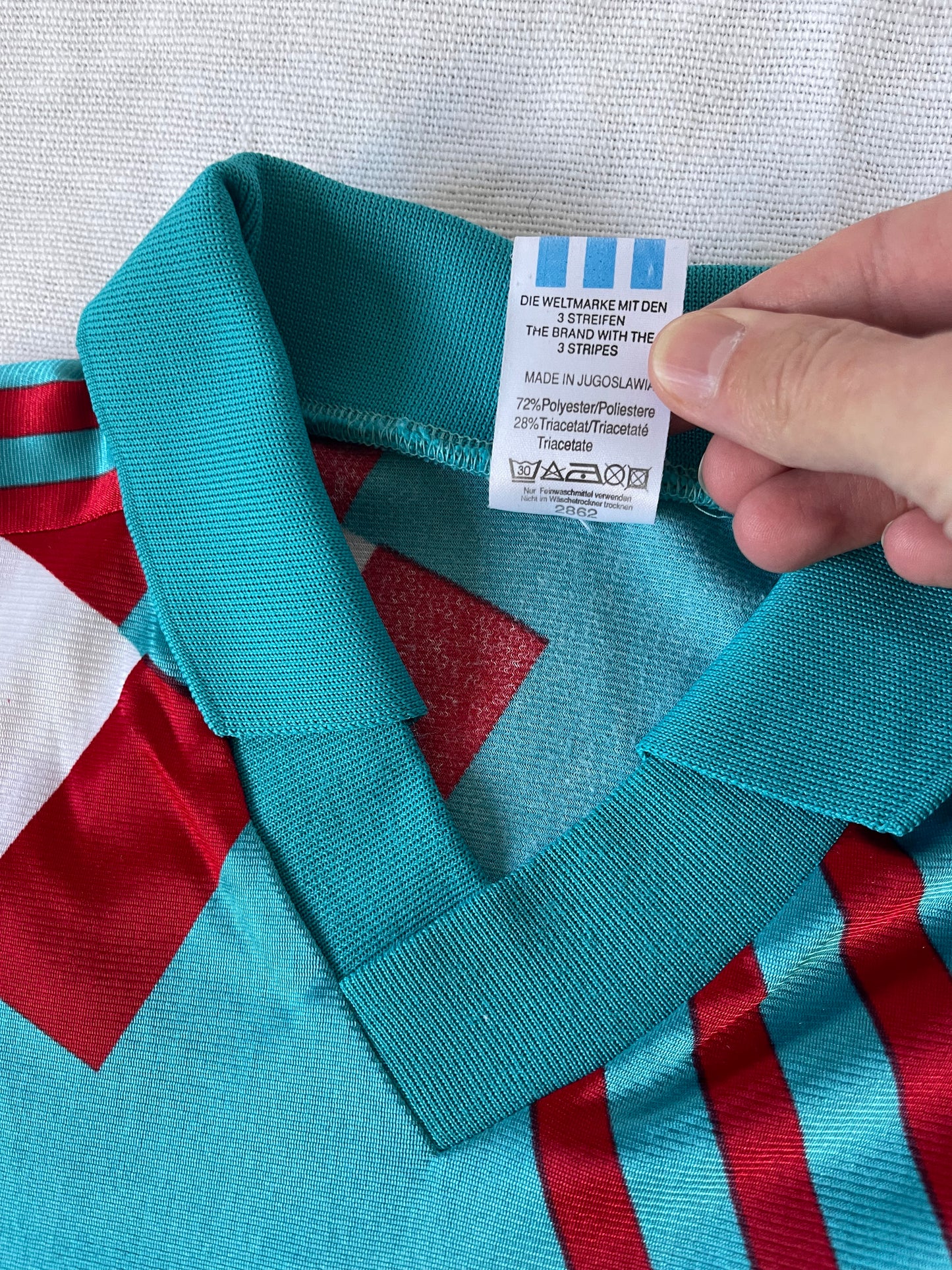 Vintage Adidas Football Shirt 1991 Russia Soviet Union Template Size M Made in Yugoslavia Turquoise Black White Red