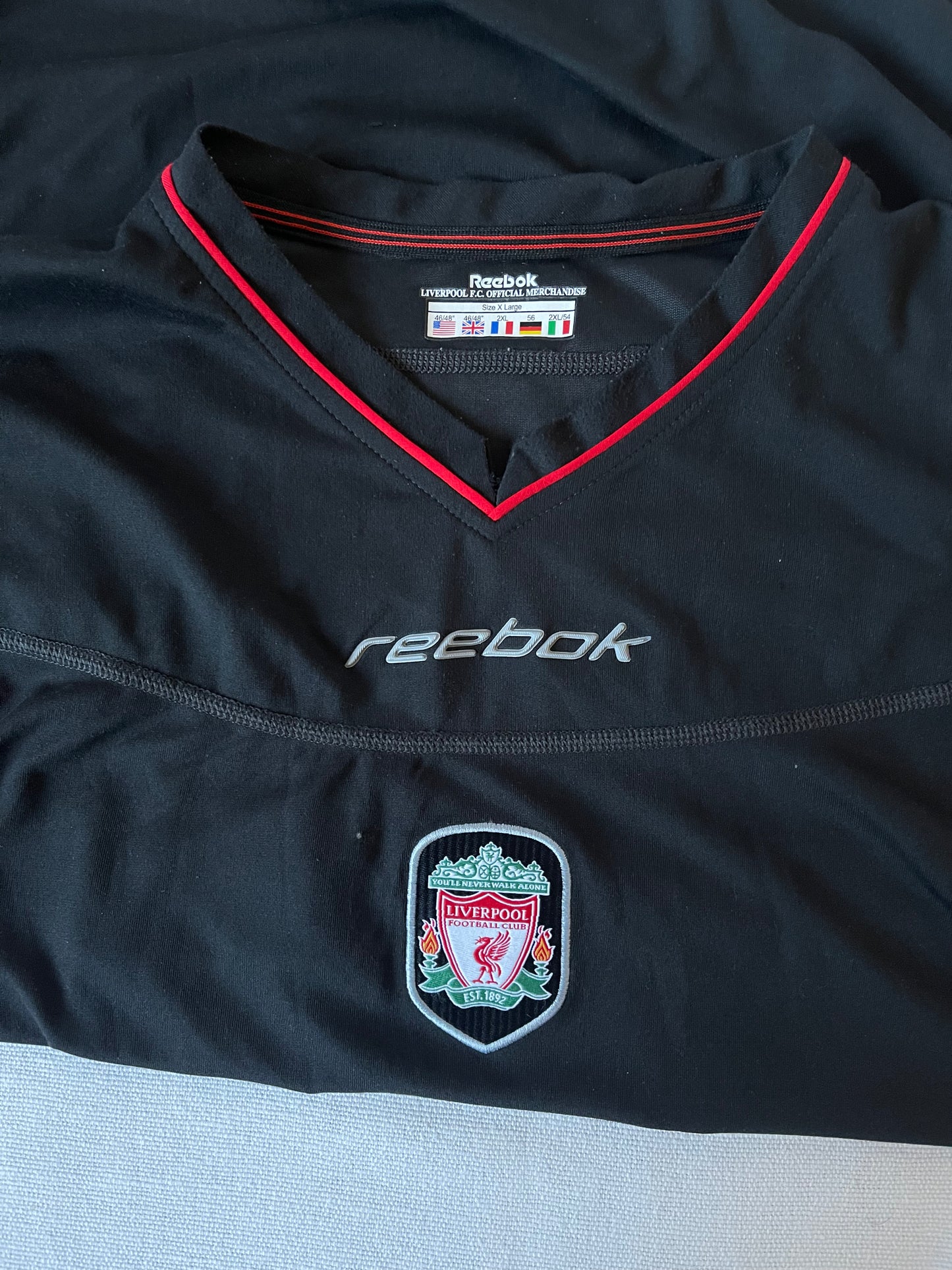 Liverpool Reebok 2002 2003 Away Football Shirt Carlsberg Black Size XL Greatest Hits
