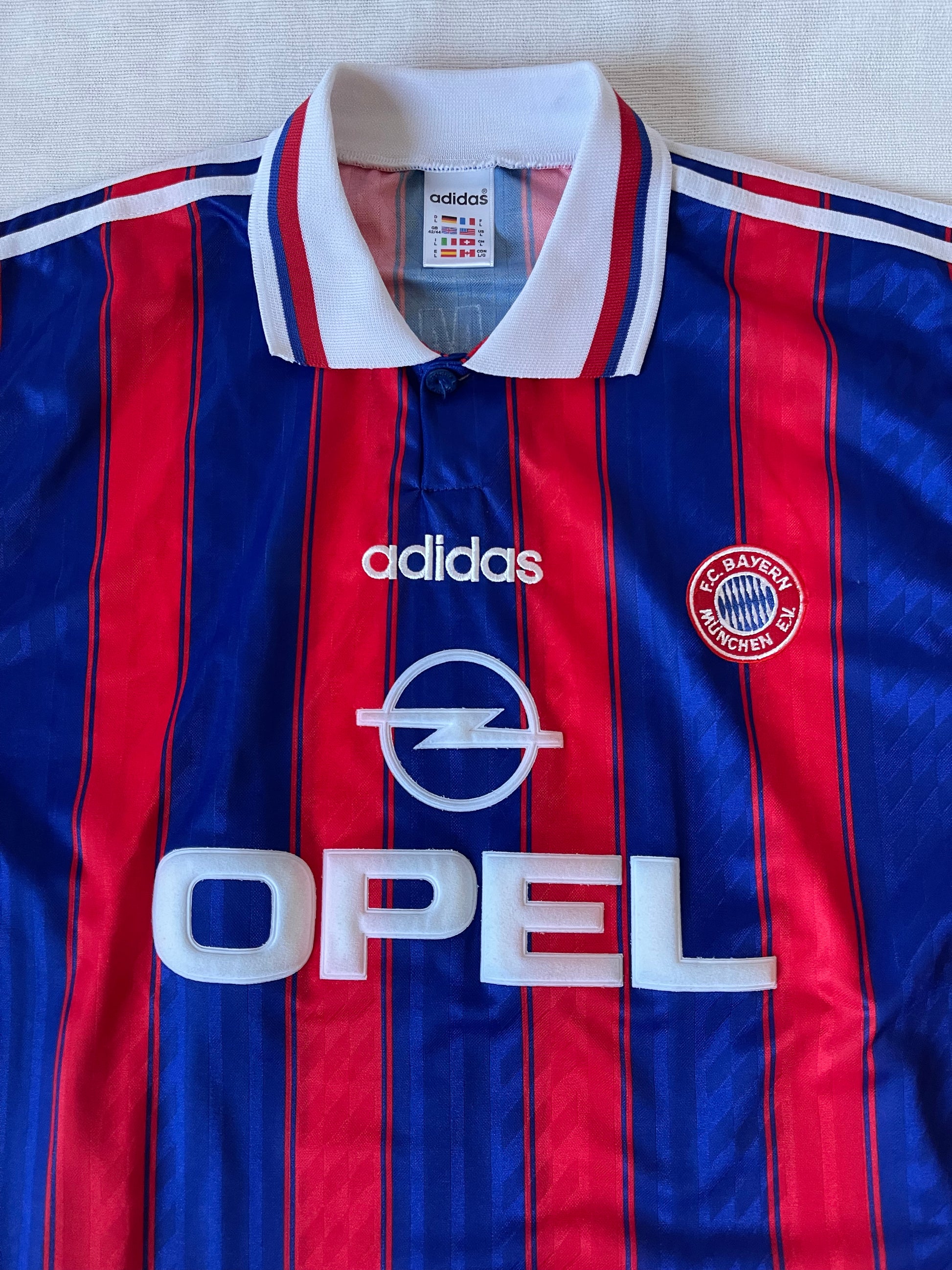 Bayern Munchen Munich Jürgen Klinsmann Adidas 1995 - 1997 Home Football Shirt  #18 Opel Red Blue Size L Made in England