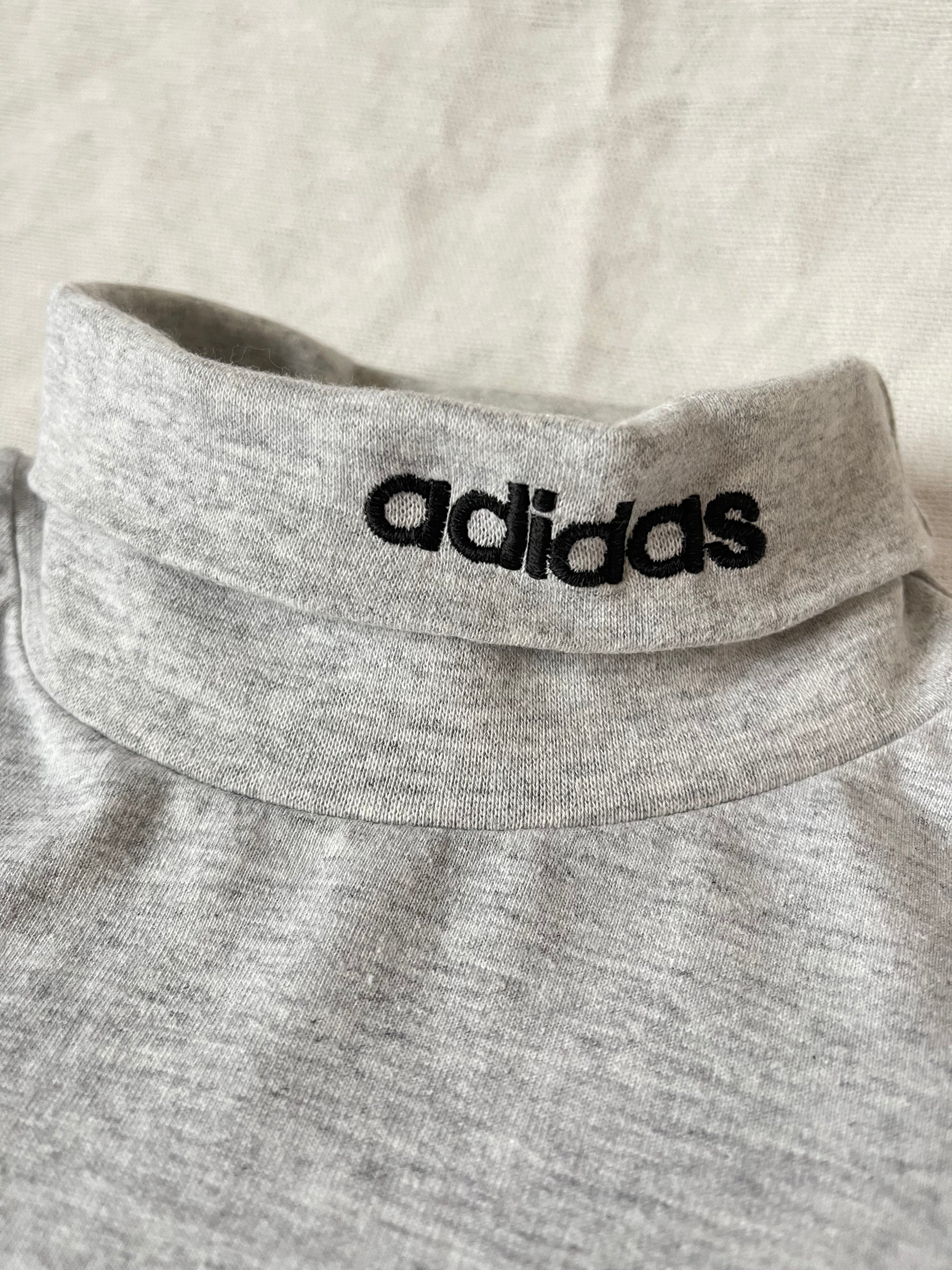 Vintage 90's Adidas Turtleneck / Roll-Neck Grey Size L 100%Cotton