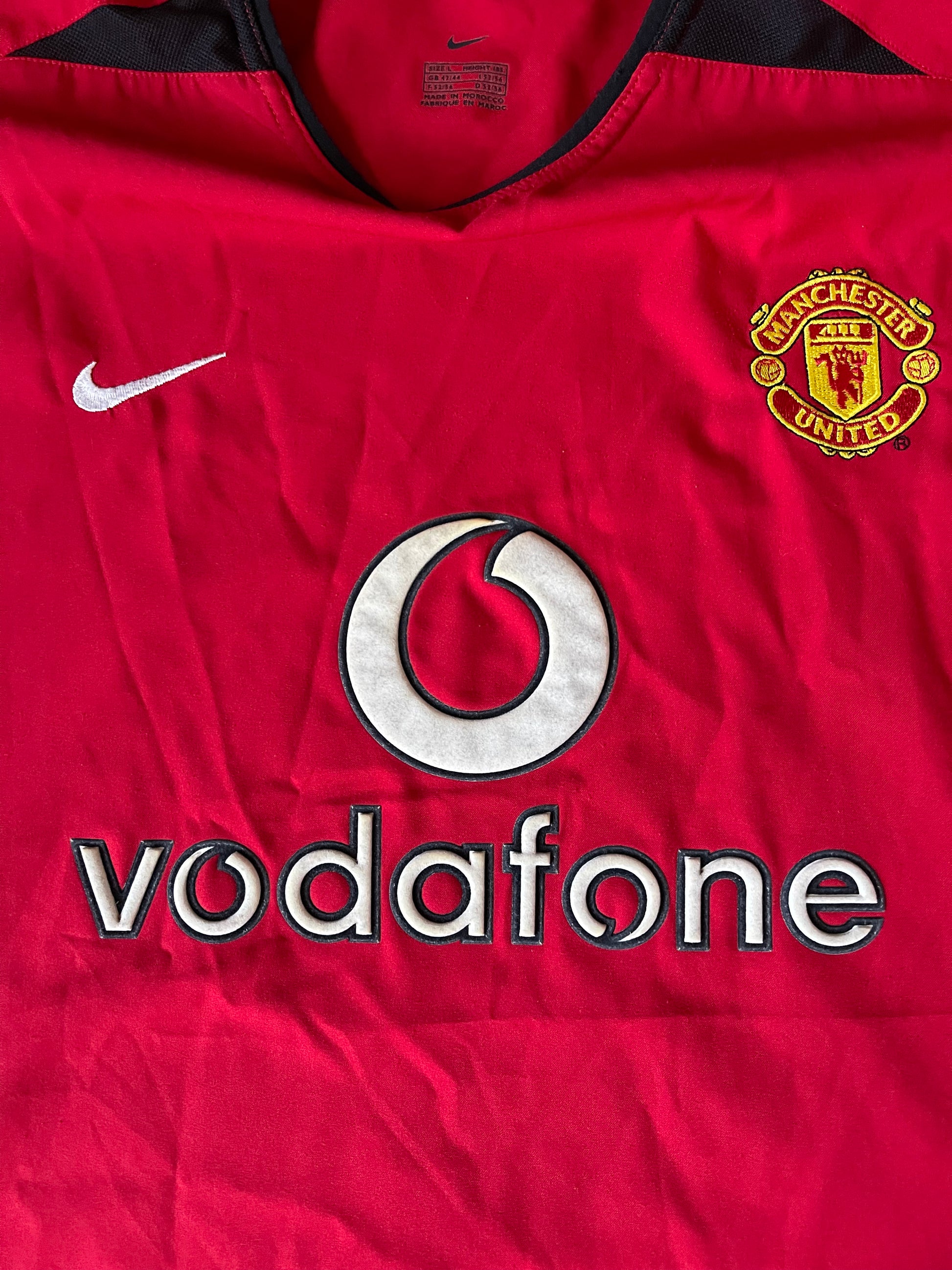 Manchester United Nike 2002 2003 2004 Home Football Shirt Red Vodafone Size L