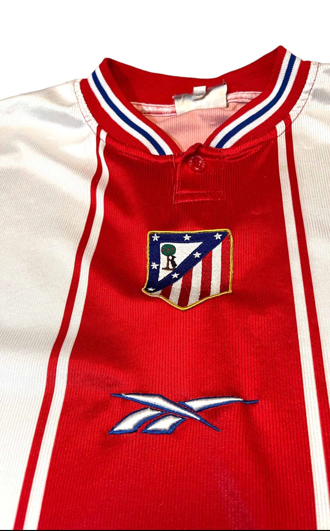 Vintage Atletico Madrid Reebok 1999 - 2000 Home Football Shirt Red White Size L