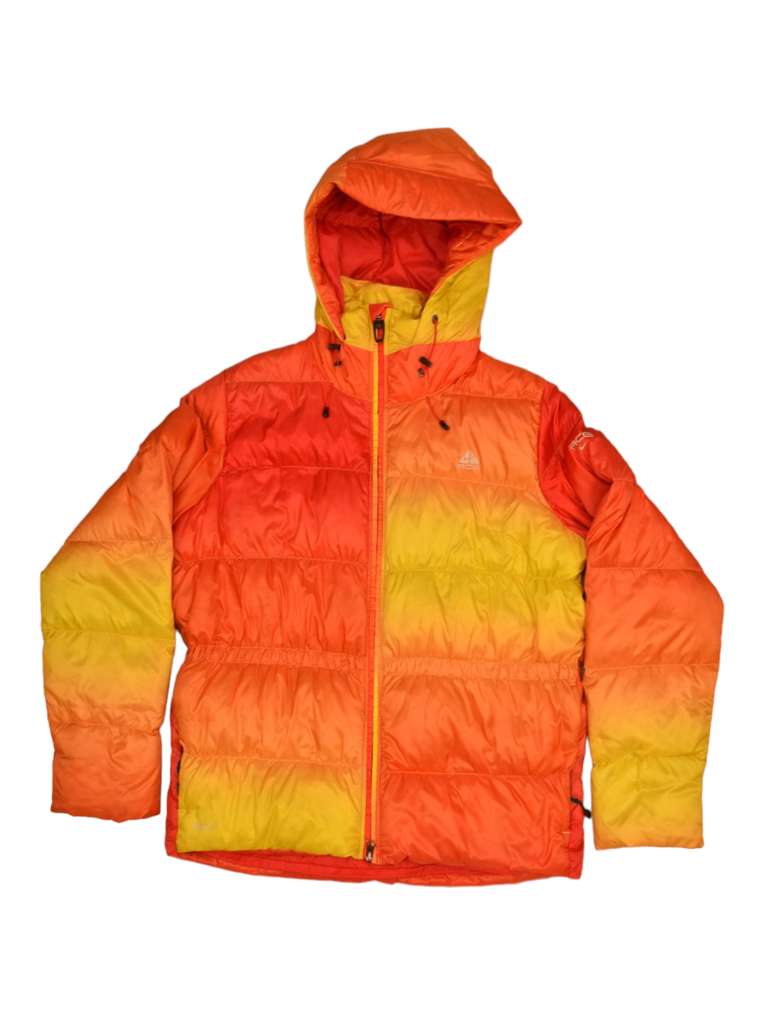 Nike ACG Puffer Jacket Y2K '00s Outer Layer Couche Externe Size M Neonish Yellow Orange Red