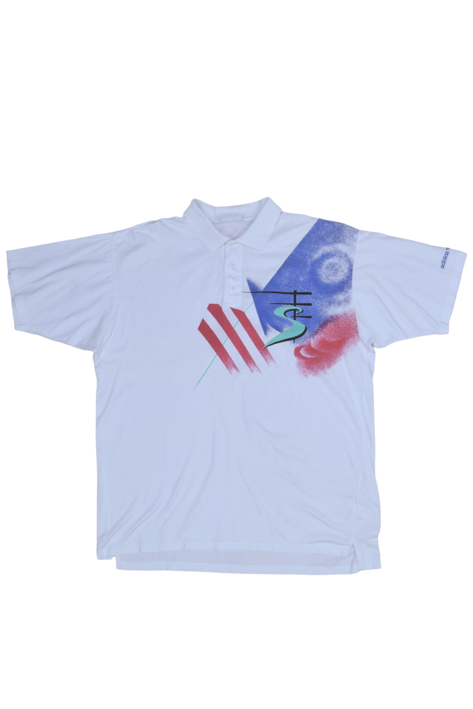 Vintage 80's Adidas Stefan Edberg Tennis Polo Shirt White ATP Size L