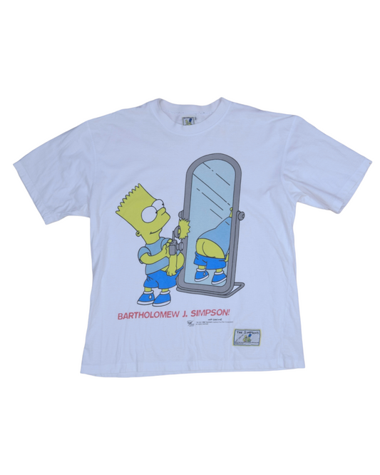 Vintage 1998 Bartholomew J. Simpson The Simpsons Matt Groening Twentieth Century Fox Film T-Shirt Butt Selfie White Size M-L