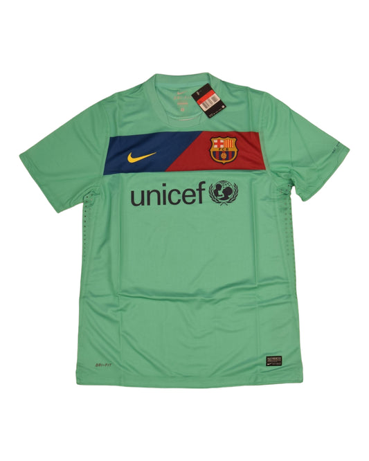 Authentic New FC Barcelona Nike DRI FIT 2010 - 2011 Player's Edition / Issue Away Football Shirt BNWT, Deadstock New With Tag Size L Unicef Cool Mint Green Blue Red
