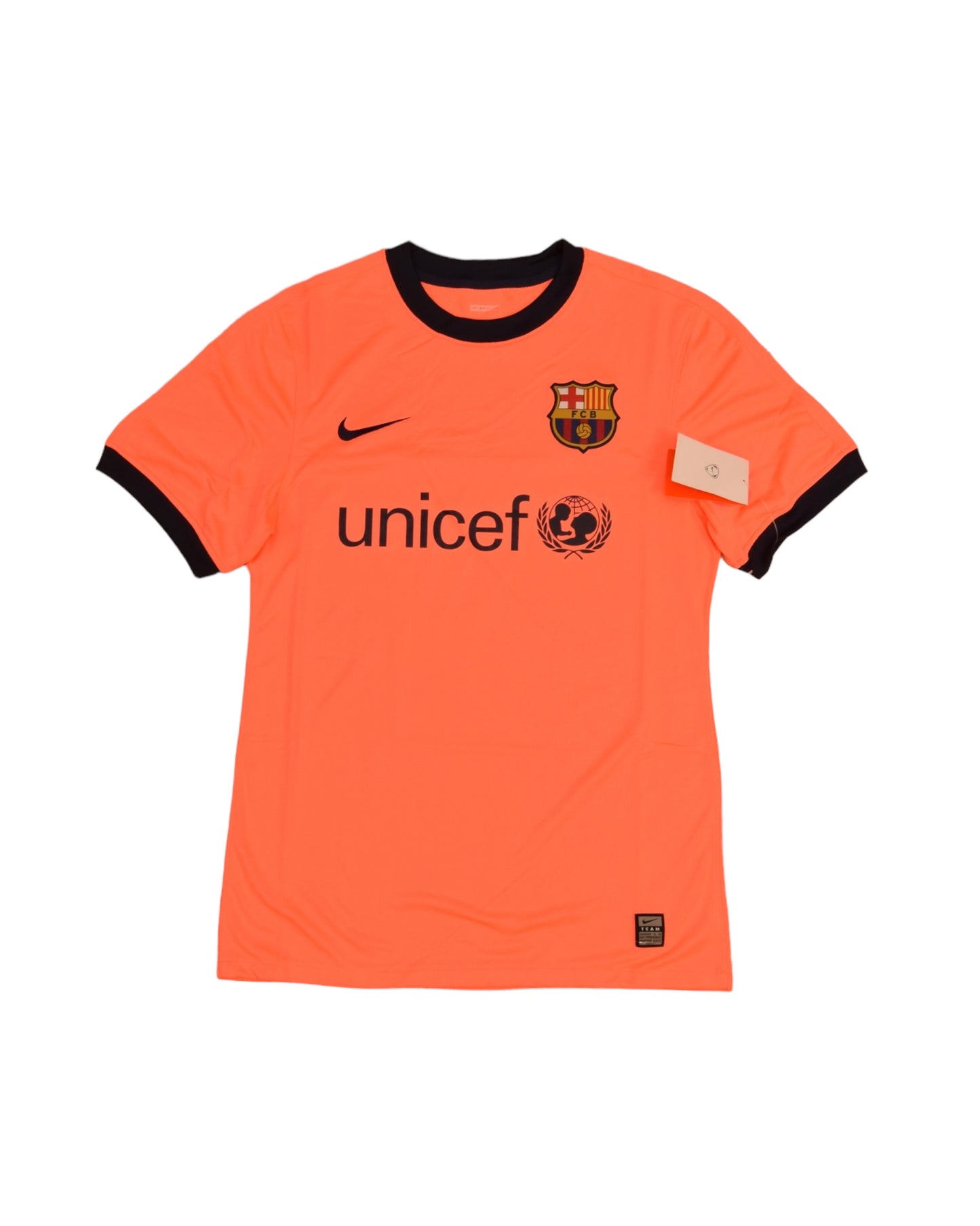 Authentic New FC Barcelona Nike Home Player's Issue / Edition Football Shirt 2009-2010 BNWT Deadstock Size M Unicef Short Sleeve Bright Mango Neon Sunset