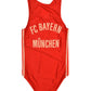 Bayern München Munich 80's Swimsuit Swimwear Made in West Germany Red Commodore Size S - M