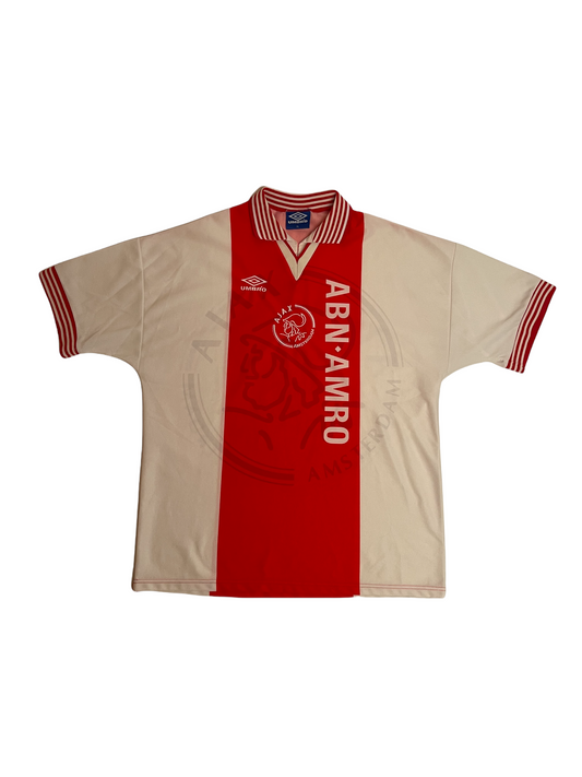 Vintage Ajax Umbro 1995-1996 Home Football Shirt Red White Size XL Made in England Abn Amro