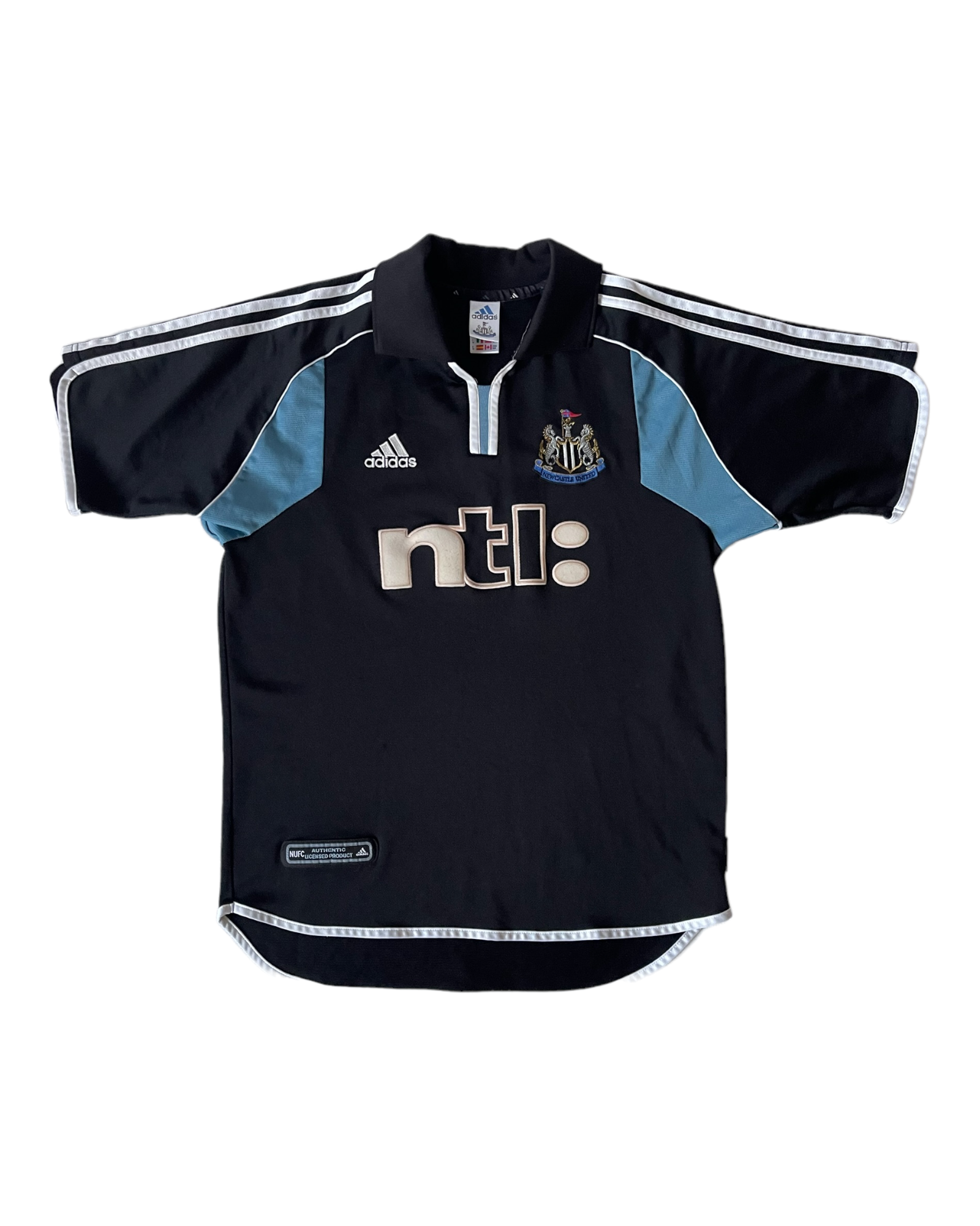 Newcastle United Adidas 2000-2001 Away Football Shirt Black NTL Size M Made in UK