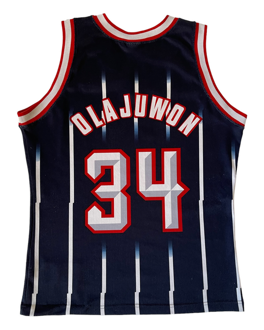 Houston Rockets Hakeem Olajuwon Champion 1995 - 2001 Away NBA Basketball Jersey Size M