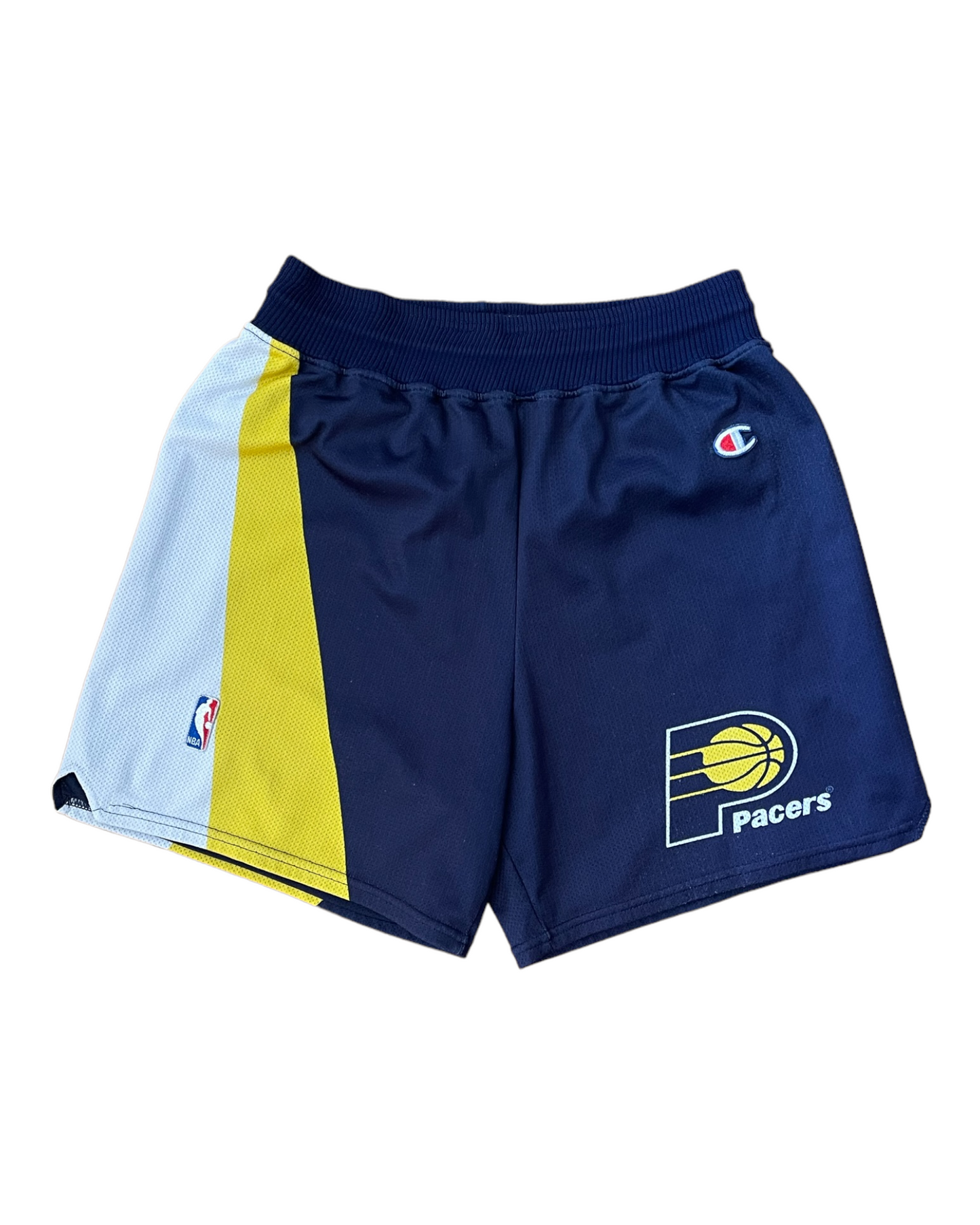 Vintage 90's Indiana Pacers Champion NBA Basketball Shorts Blue Yellow Size M