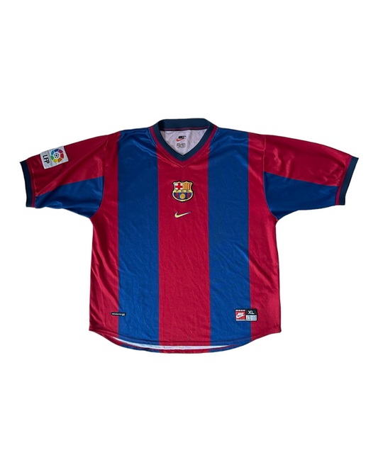 Vintage FC Barcelona Nike 1998 - 1999 Football Shirt Home Size XL Red Blue