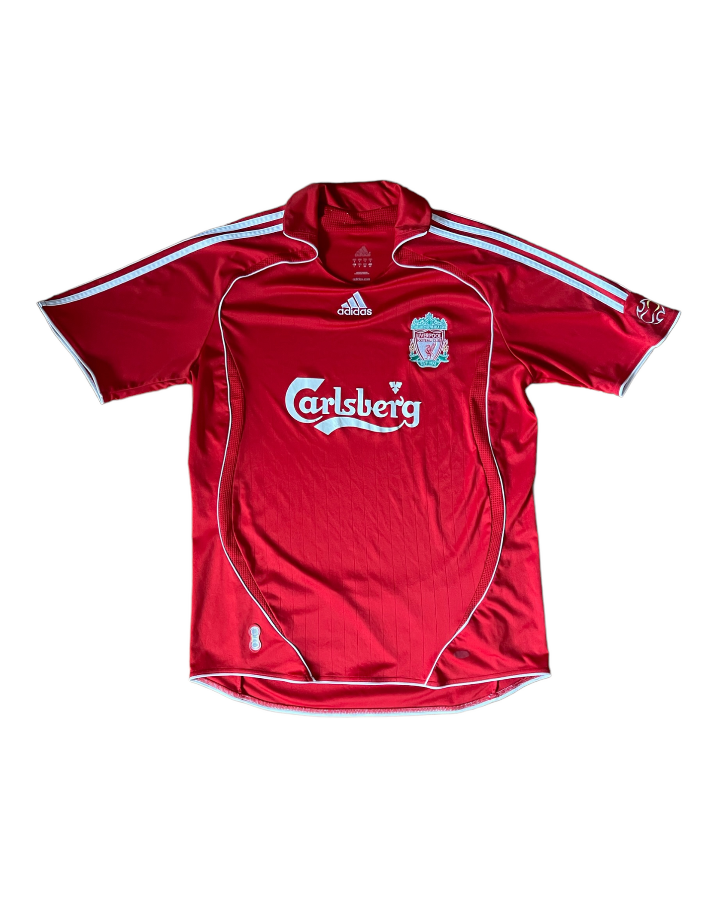 Liverpool FC Adidas Teamgeist 2006 2007 2008 Away Football Shirt Size L Carlsberg Red