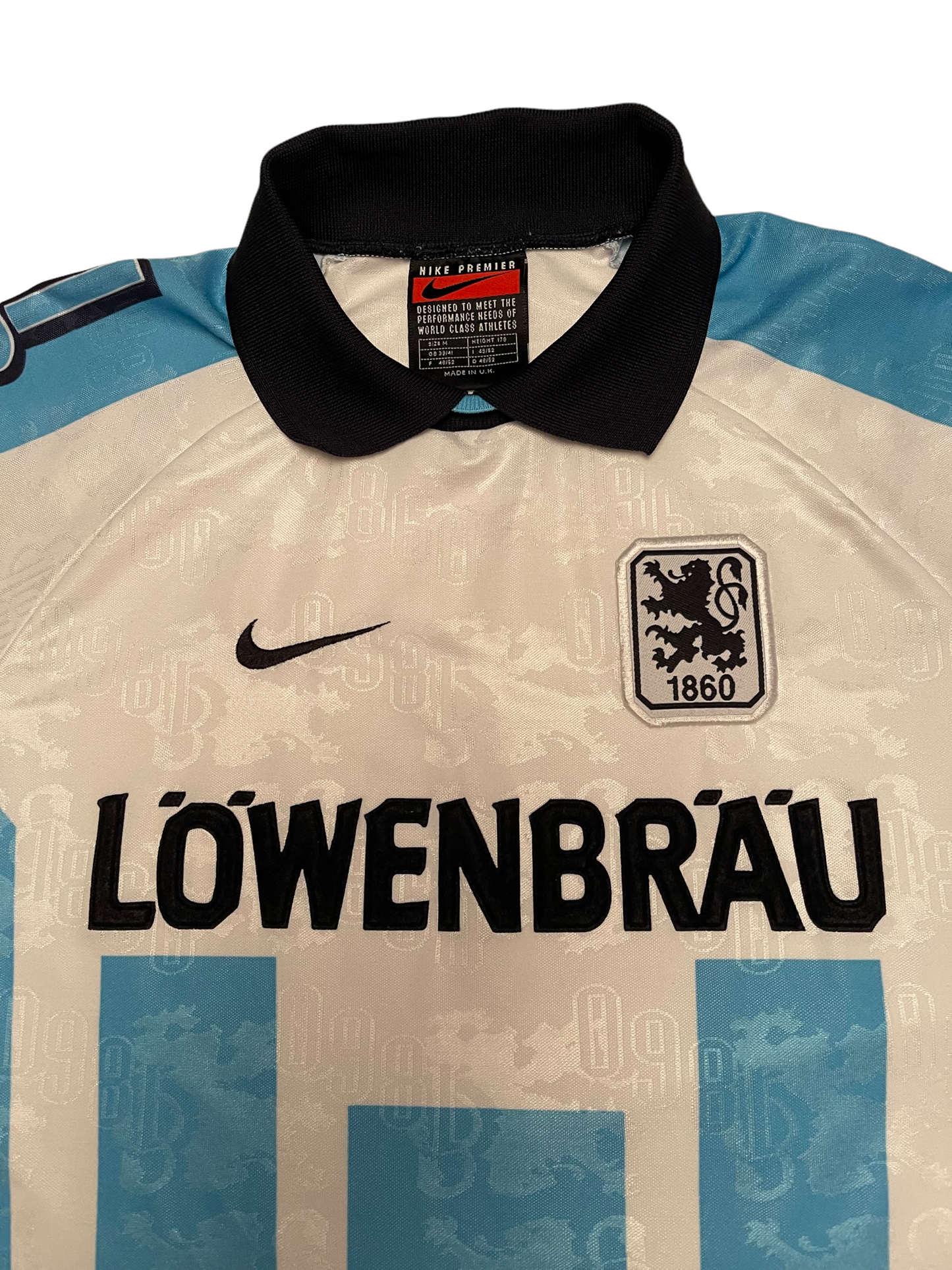 TSV München Munich 1860 Nike Premier 1996 - 1997 Home Football Shirt Size M Lowenbrau White Blue