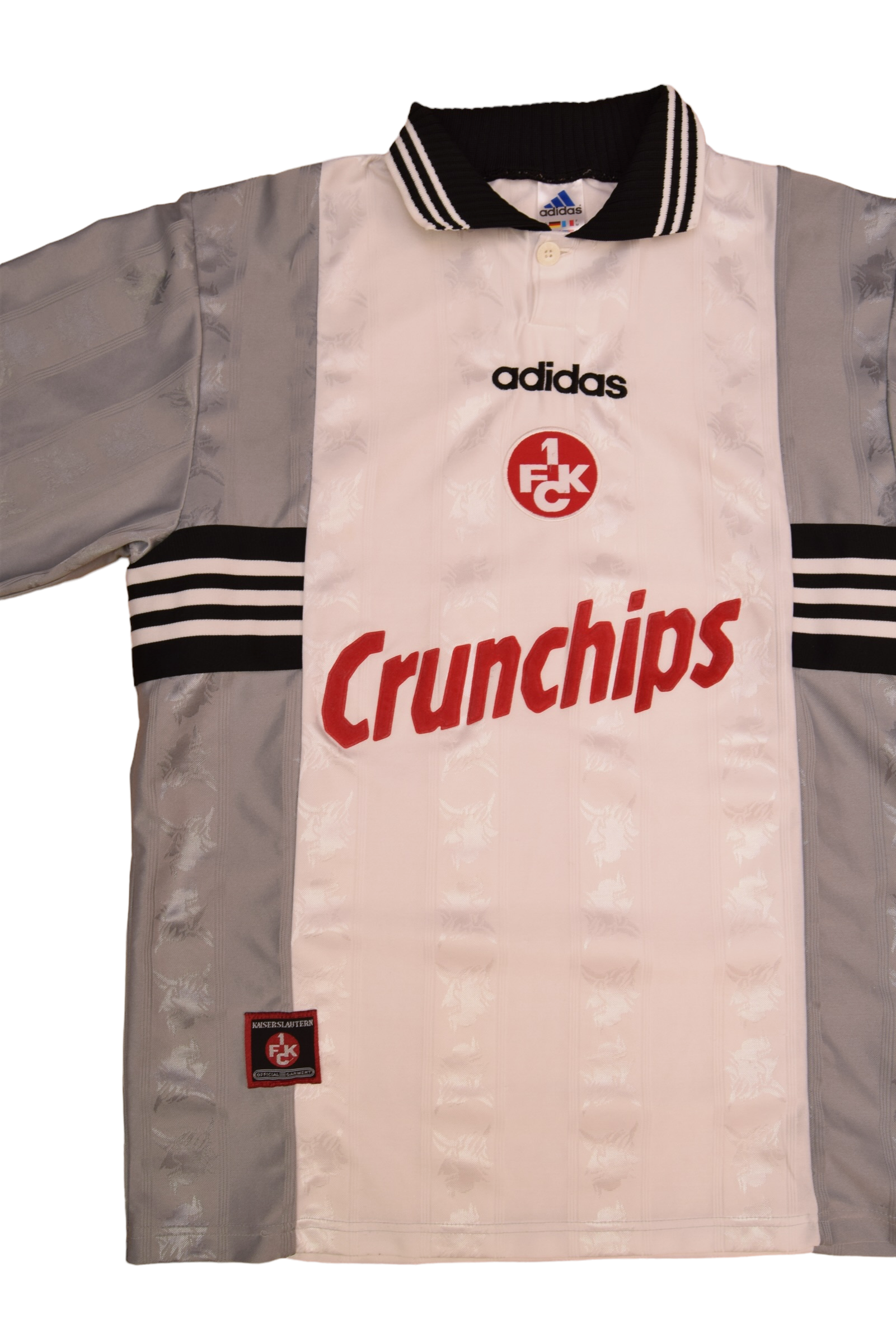 Kaiserslautern FCK Adidas 1996 - 1997 - 1998 Away Football Shirt Grey White Size M Crunchips