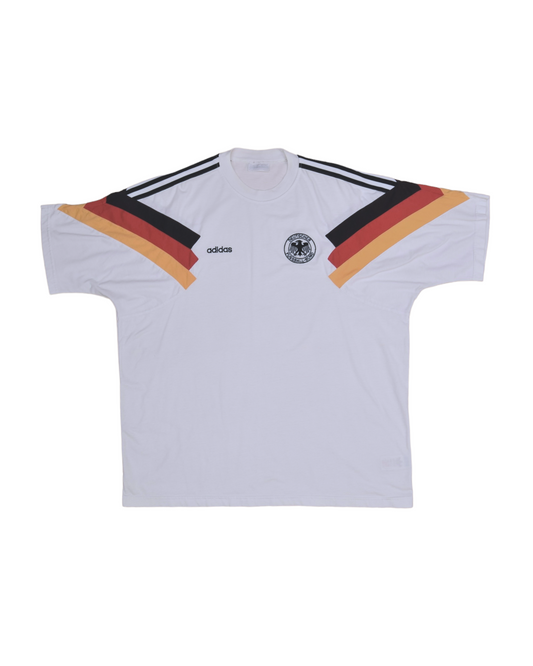 Vintage Germany Deutschland Adidas 1992-1993 Football Training T-Shirt Jersey White Yellow Red Black Size XL