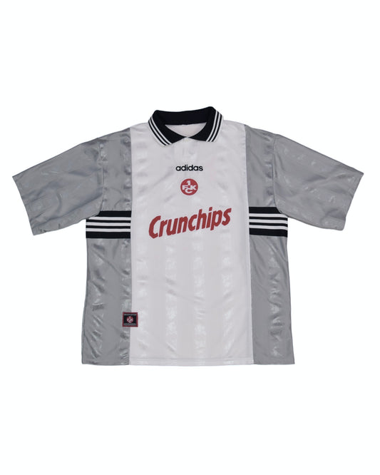 Kaiserslautern FCK Adidas 1996 - 1997 - 1998 Away Football Shirt White Black Grey Size XL-XXL Crunchips
