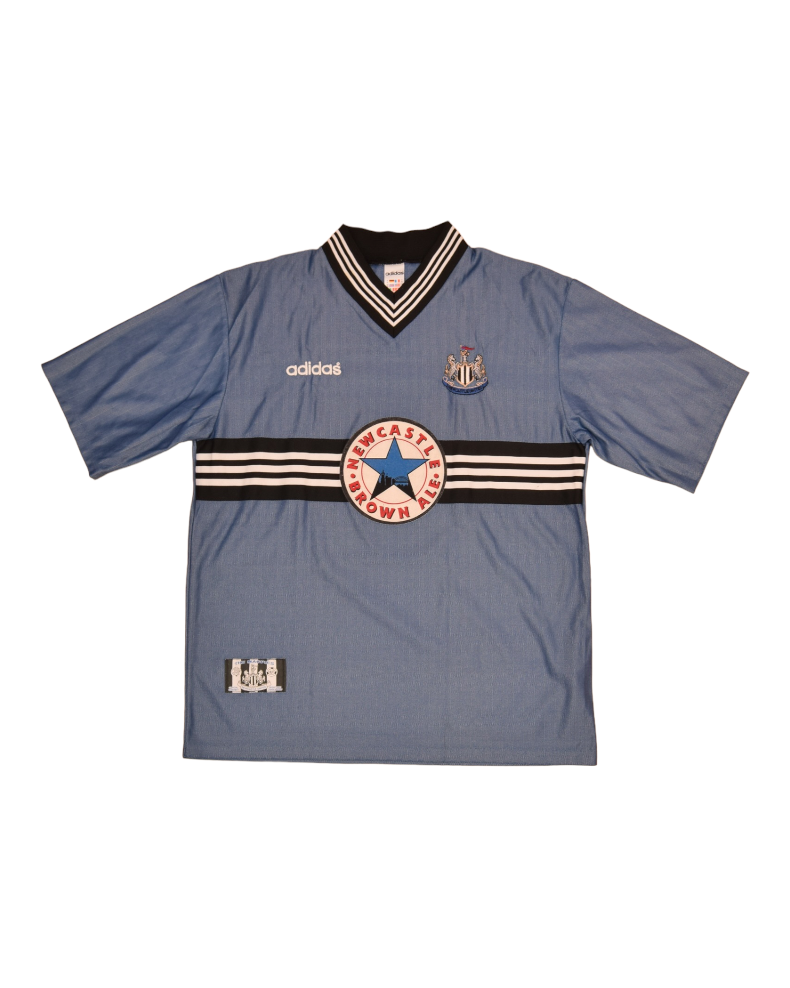 Vintage Newcastle United Adidas 1996 - 1997 Away Football Shirt Blue Newcastle Brown Ale Size XL Mande in England 02640