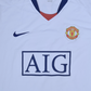 Dimitar Berbatov Manchester United Nike 2008 - 2009 Away Football Shirt #9 White AIG Size XL