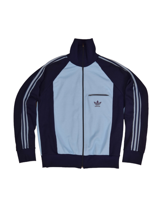 Vintage 70's 80's Adidas Ventex Jacket Track Top Made in France Blue Polyester Cotton Viscose