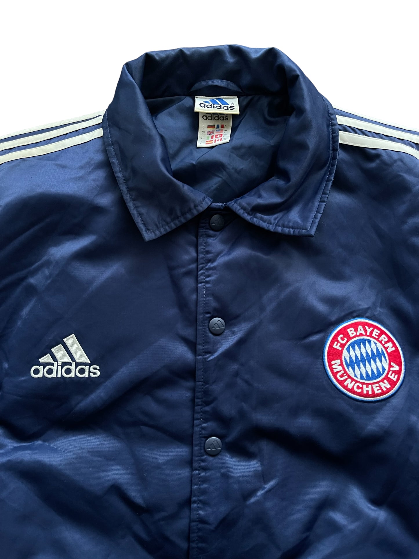 Vintage Bayern Munchen Adidas 1998 - 1999 Thick Varsity Bomber Jacket College Baseball Jacket Blue Size L