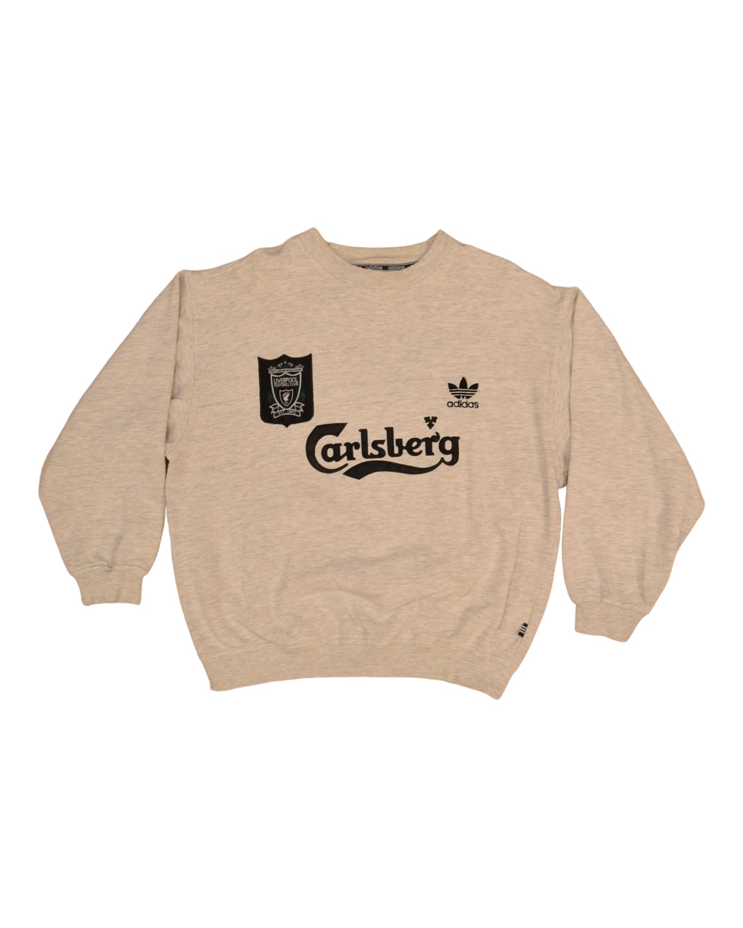Vintage Liverpool Adidas 1995 - 1996 Sweatshirt Crew Neck Carlsberg Grey Made in UK 40/42 Cotton
