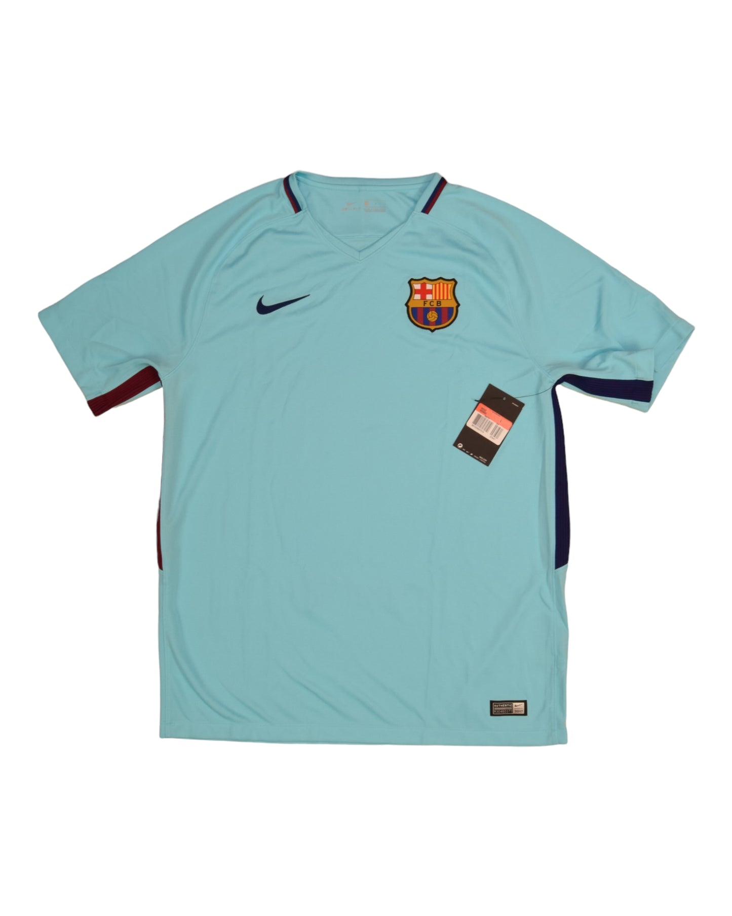 Authentic New FC Barcelona Nike Away Champions League Version Football Shirt 2017-2018 BNWT Deadstock Size L Blue