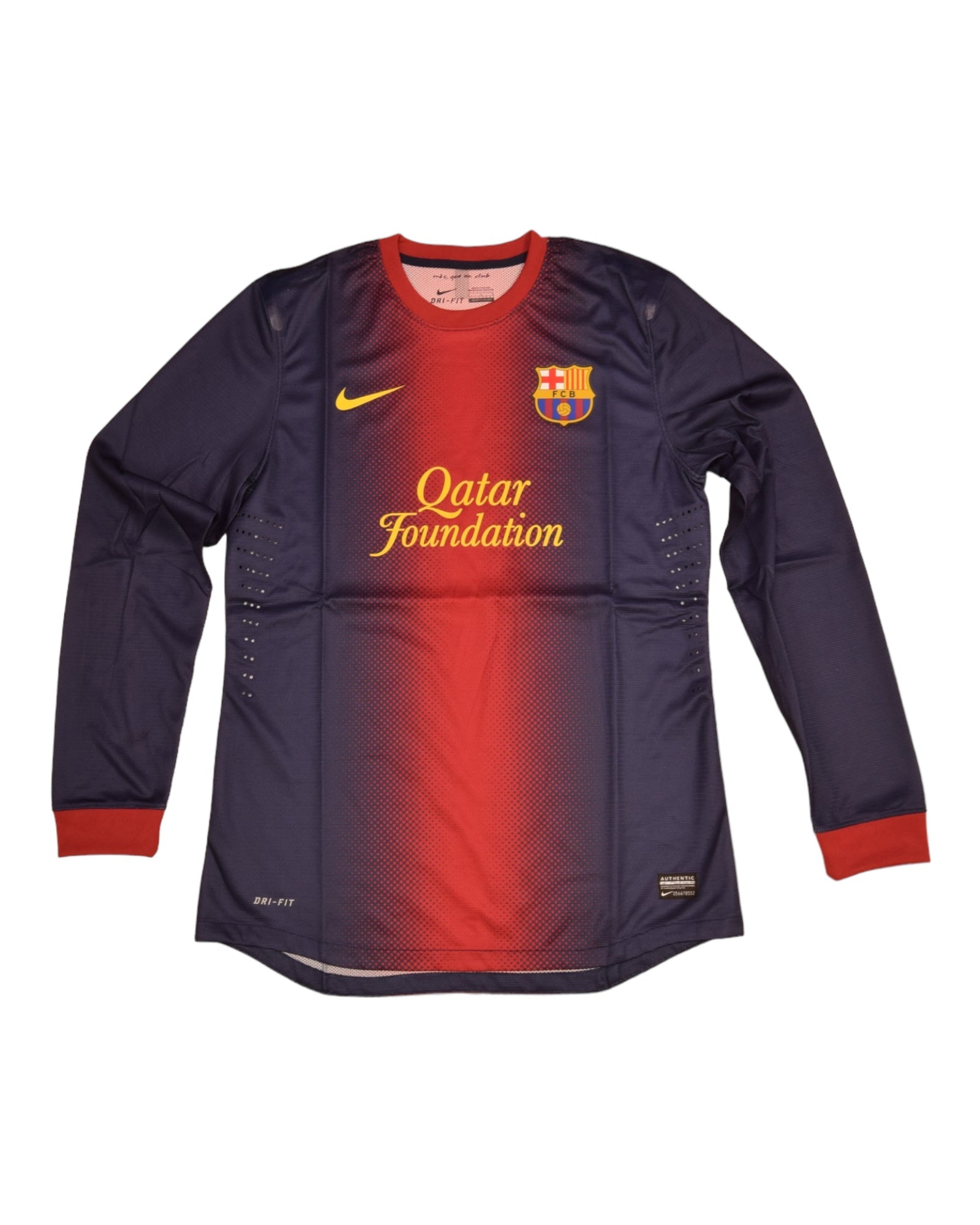 Authentic New FC Barcelona Nike DRI FIT Home Football Shirt 2012 - 2013 Player's Issue / Version Deadstock Size L Red Blue Qatar Foundation